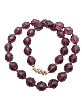 Womens Necklace 14k Gold Clasp Purple Crystal 15 Inch Choker Petite Size